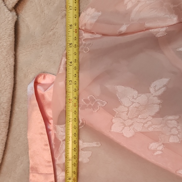 Traditions bed jacket- sheer floral base with satin collar and cuff. - Picture 11 of 12